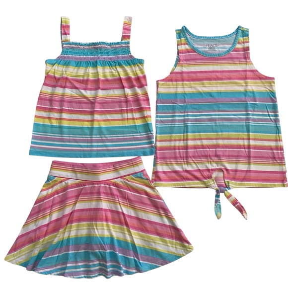 Bundle of 3 The Children’s Place Girl Stripes Matching Outfit Set Size Small 5/6 - Picture 1 of 9